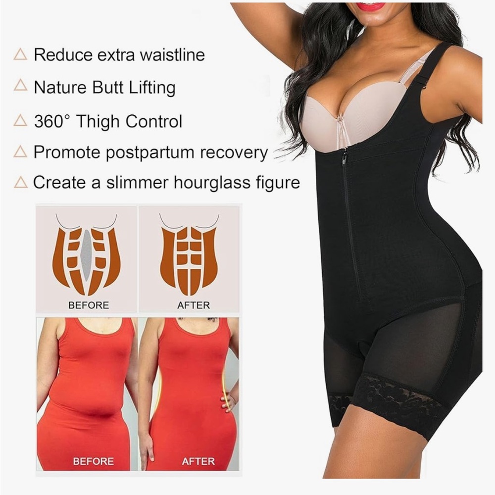 SHAPERX Shapewear for Women Tummy Control Fajas Full Body Shaper Black-2XL